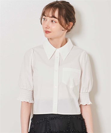 【SALE】シャーリング袖クロップドシャツ(01オフホワイト-３６)