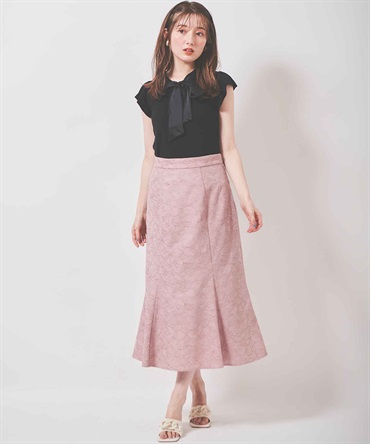 【SALE】花柄刺繍マーメイドスカート