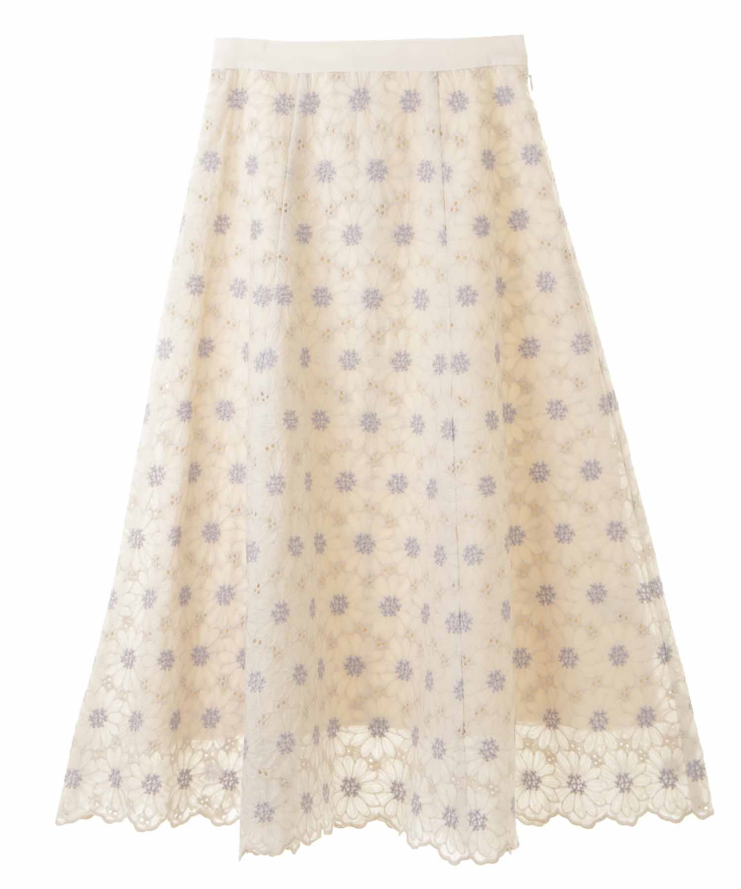 【SALE】花柄刺繍スカート(01オフホワイト-３６)
