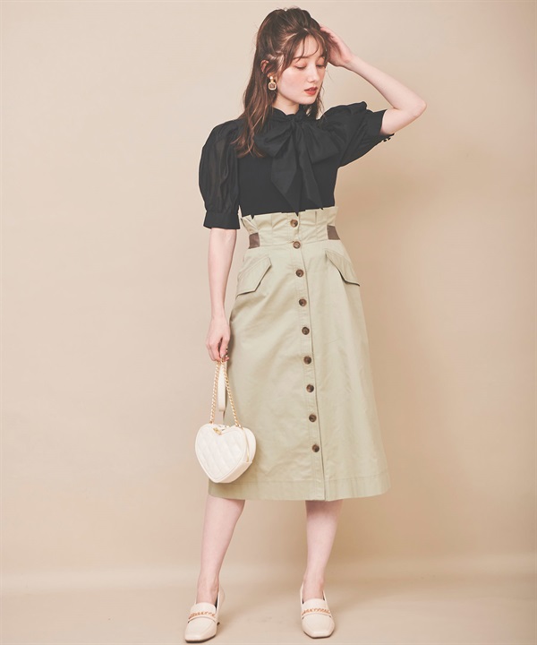 【SALE】チノＡラインデザインスカート