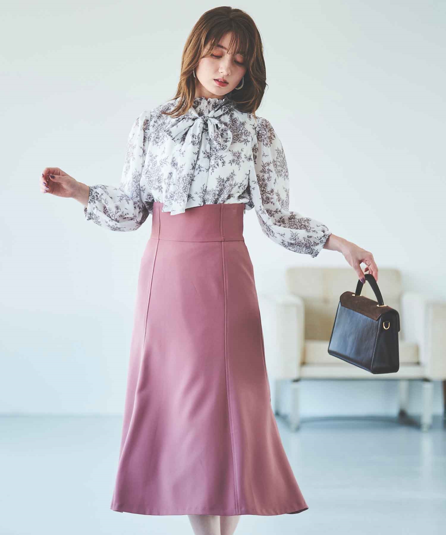 【SALE】バック裾チュールマーメイドスカート(32ピンク-３６)