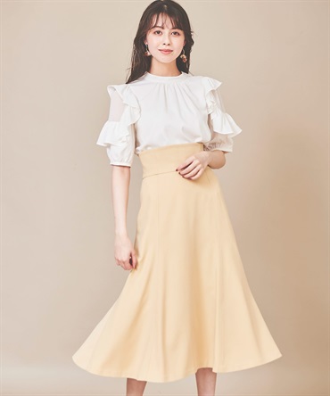 【SALE】バック裾チュールマーメイドスカート(51イエロー-３８)
