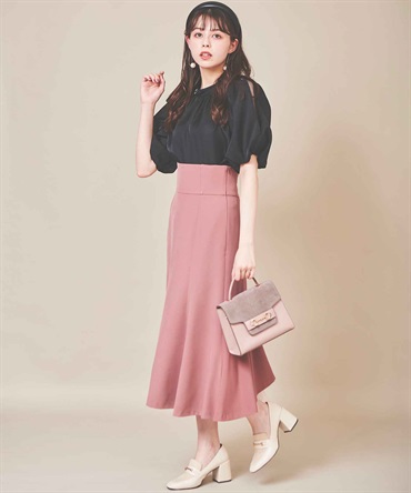 【SALE】バック裾チュールマーメイドスカート