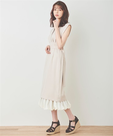 【SALE】バルーン裾ワンピース(52クリーム-３８)