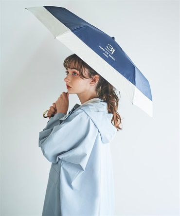 【SALE】晴雨兼用バイカラー折りたたみ傘(70ネイビー-フリー)