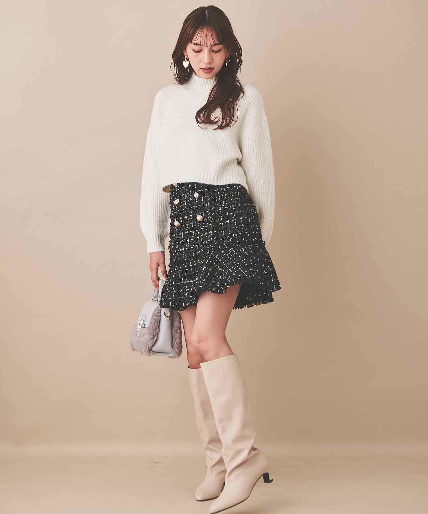 【SALE】裾フレアツイードフリンジミニスカート | スカート | 31 