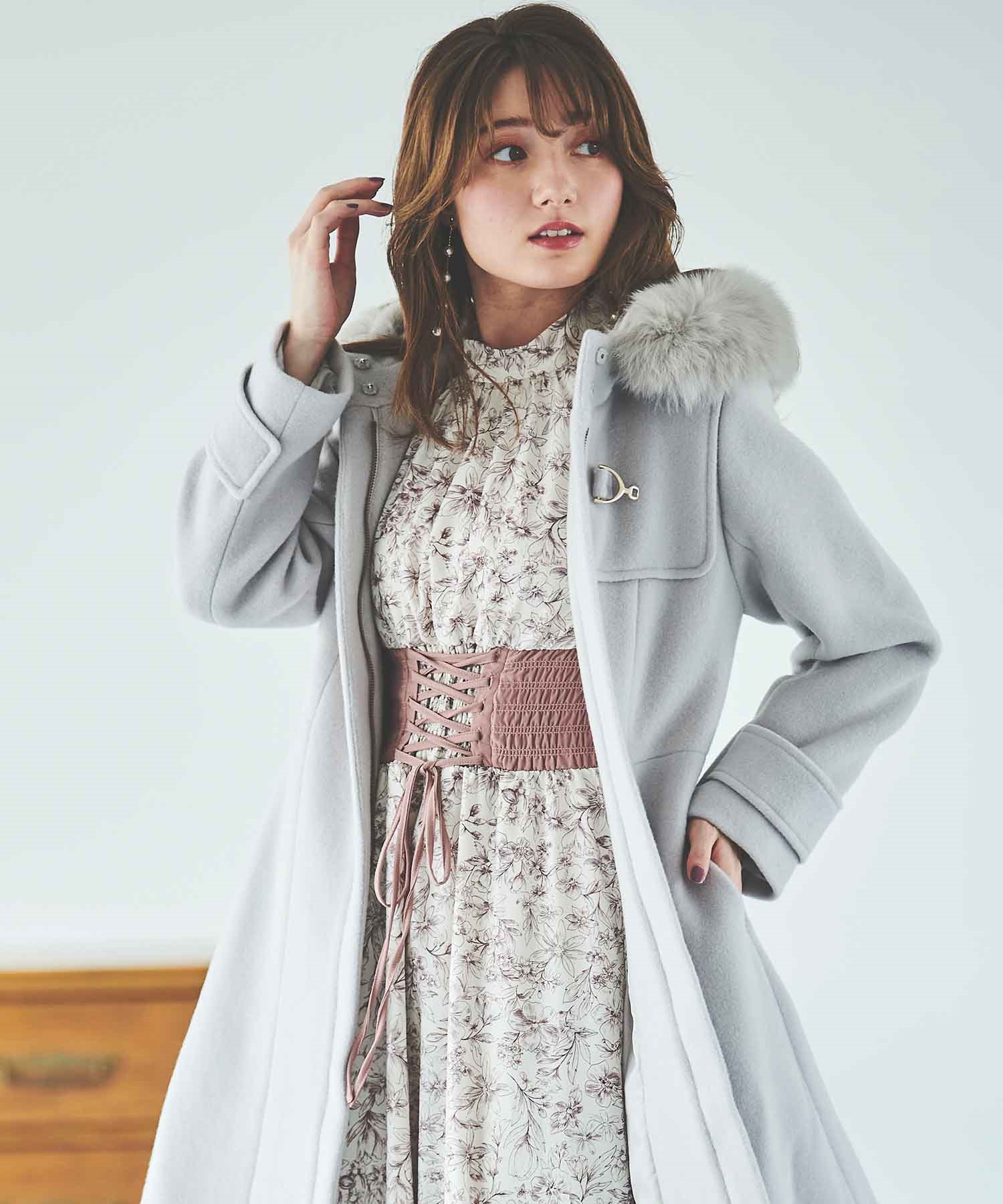 JILLSTUART【新品未使用】31 Sons de mode ファー付きフレアミディ丈コート